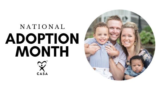 National Adoption Month with Photo of Couple with Adopted Children